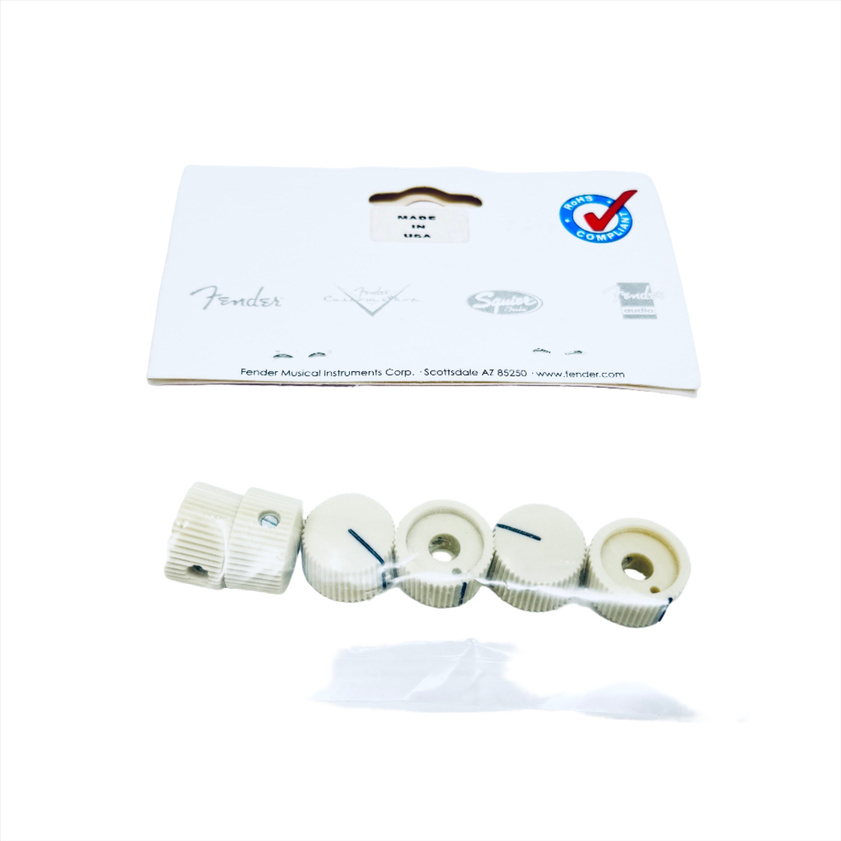 Authentic Fender White Vintage Barrel Knobs, authentic fender replacement parts, ruby parts