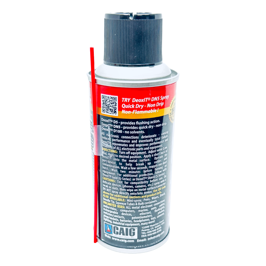 Caig D5S-6 DeoxIT Spray Contact Rejuvenator/Cleaner - 5oz, contact cleaner, amp part cleaner, safe for music instruments