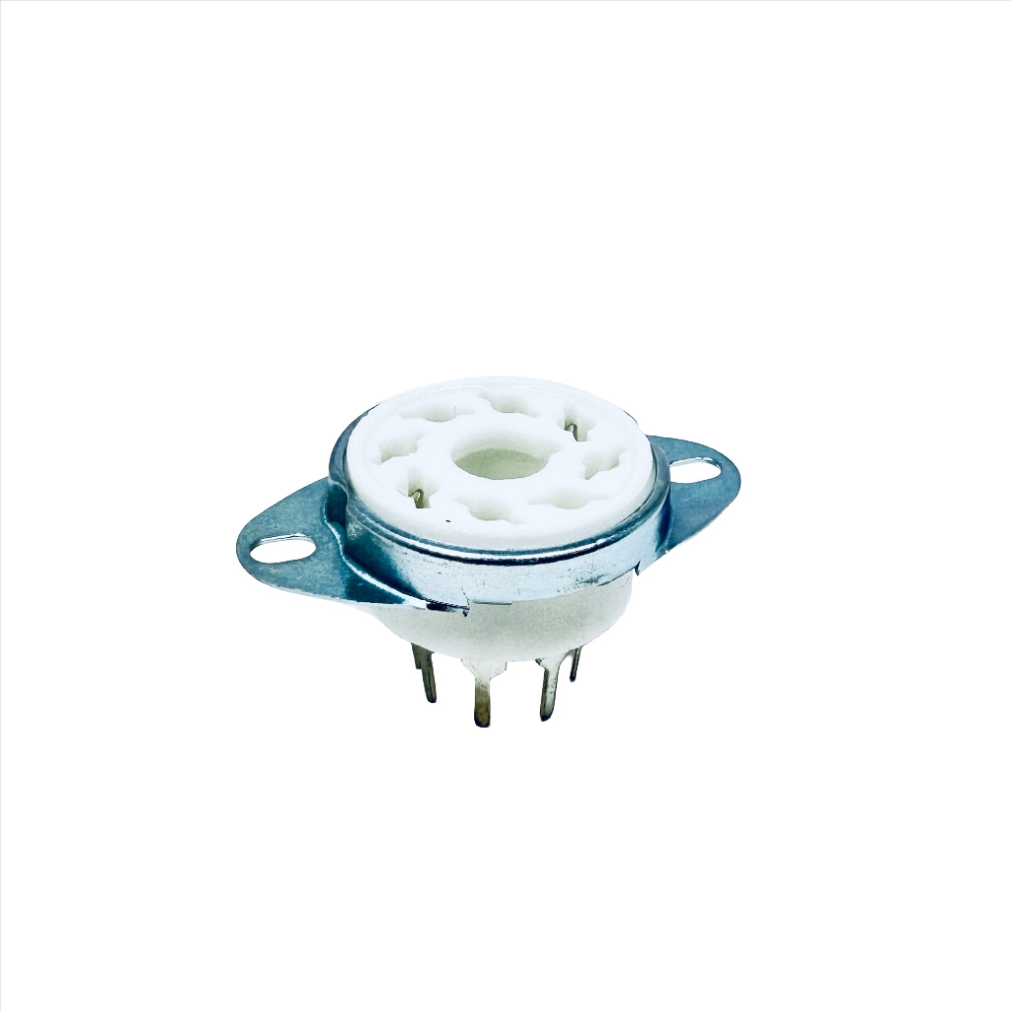 Ceramic 8 Pin Chassis Mount W/ Short PC Leads - TUS8C8, ruby sockets, ceramic with bracket mount