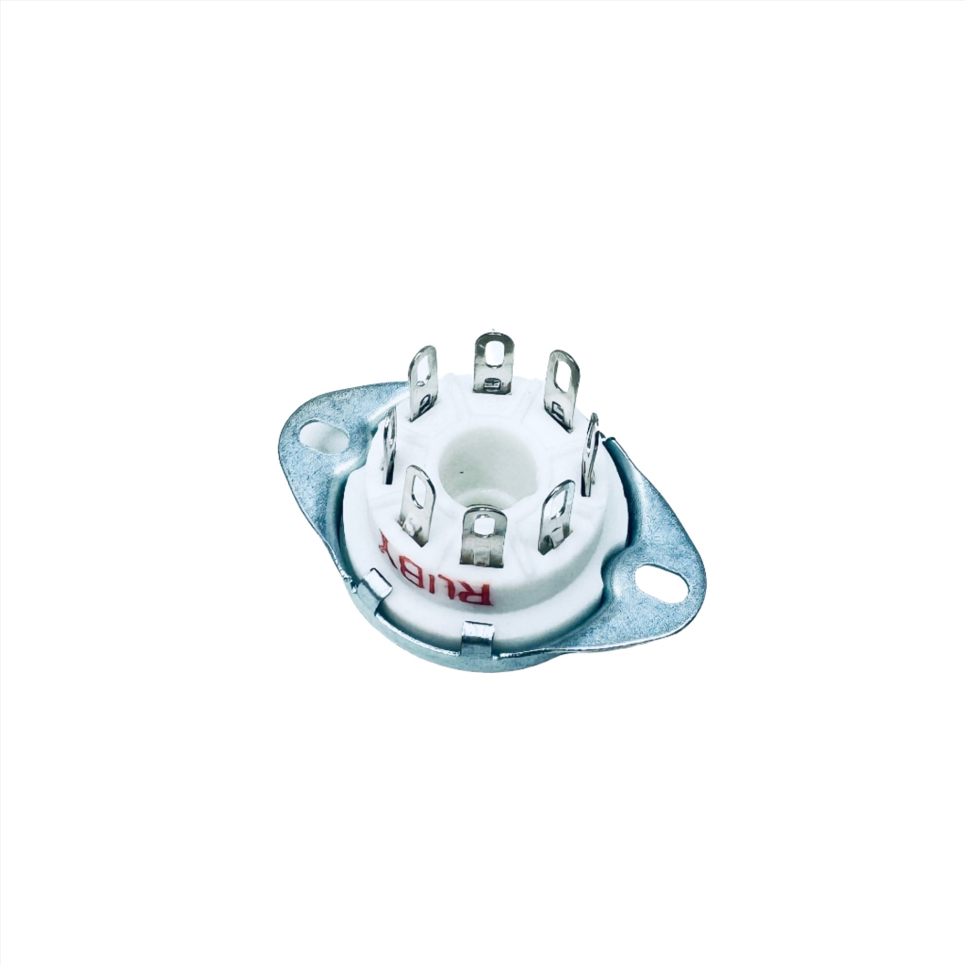 Ceramic 8 Pin Socket W/ Bracket, Ruby Tubes, Ceramic Socket, 8-pin, bracket mount
