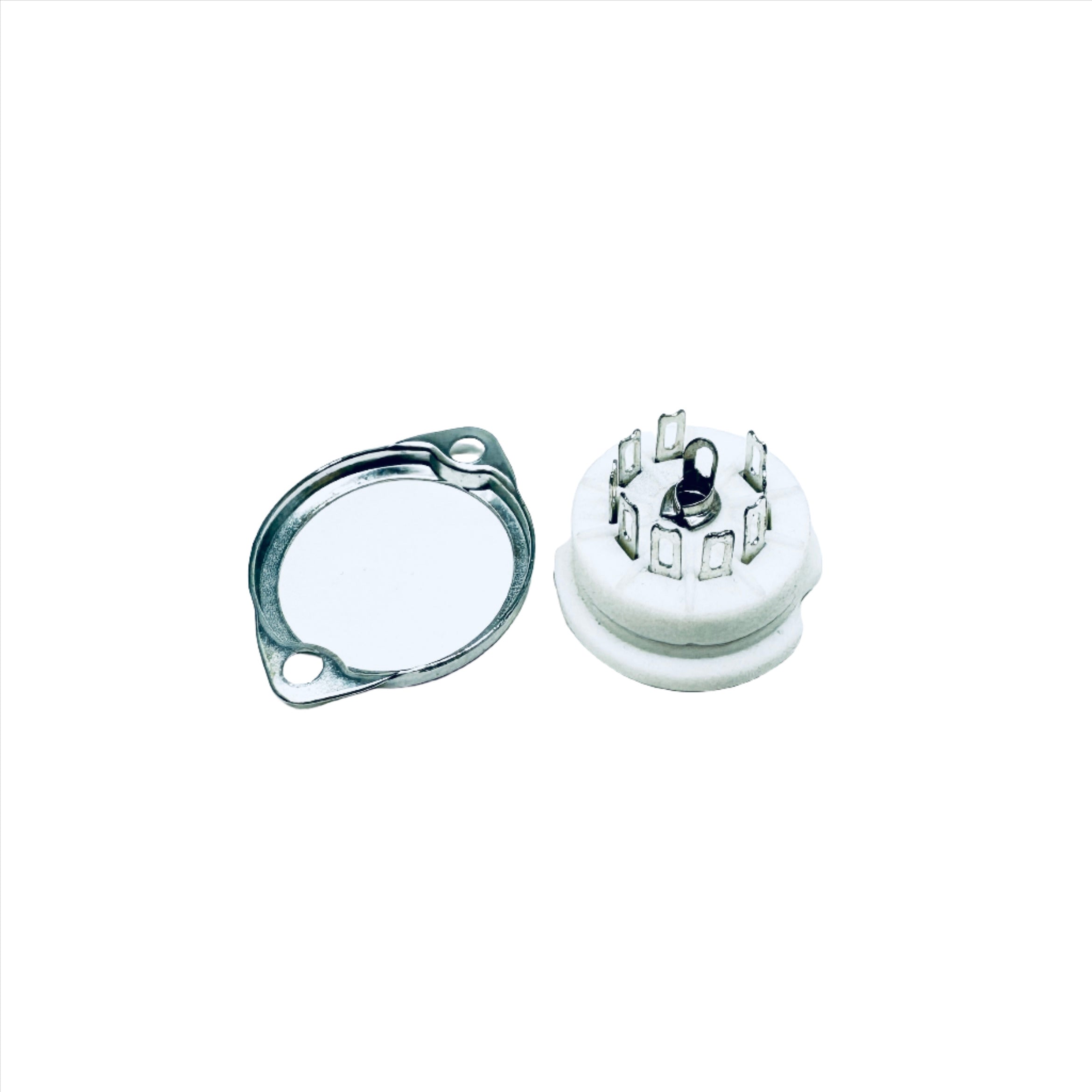 Ceramic 9 Pin Chassis Mount Socket W/ Bracket - TUS9C2, ceramic 9 pin socket, ruby sockets,