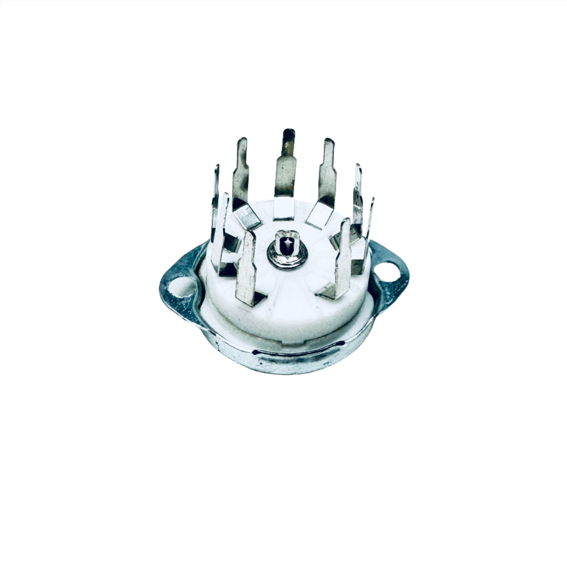 Ceramic 9 Pin Socket W/ Long Leads - TUS9PC13, ceramic ruby socket, with bracket, long lead pc mount pins