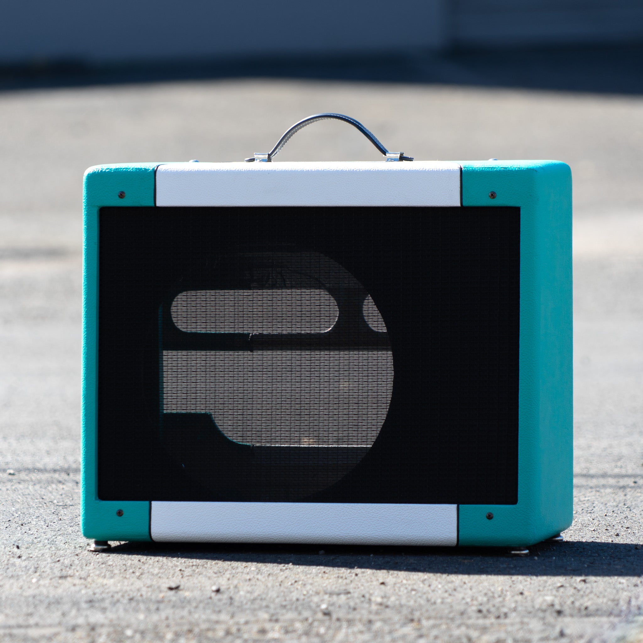 Teal & White Narrow Panel 5E3 Deluxe Amplifier Cabinet