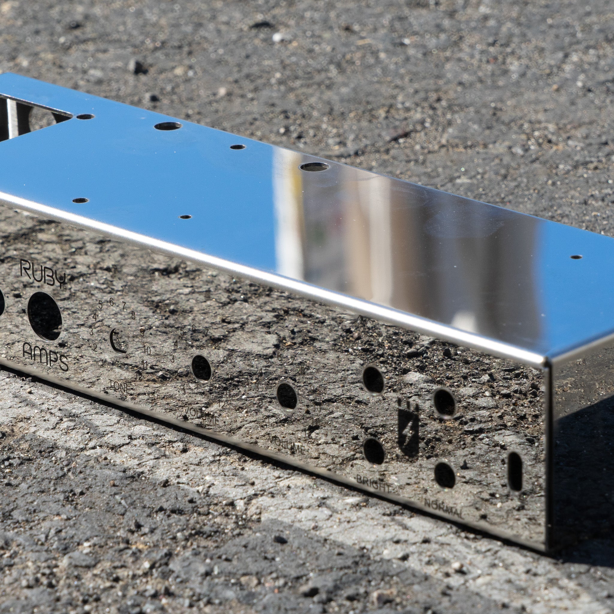 RUBY Branded Chrome Tweed Deluxe 5E3 Style Chassis - Black Text