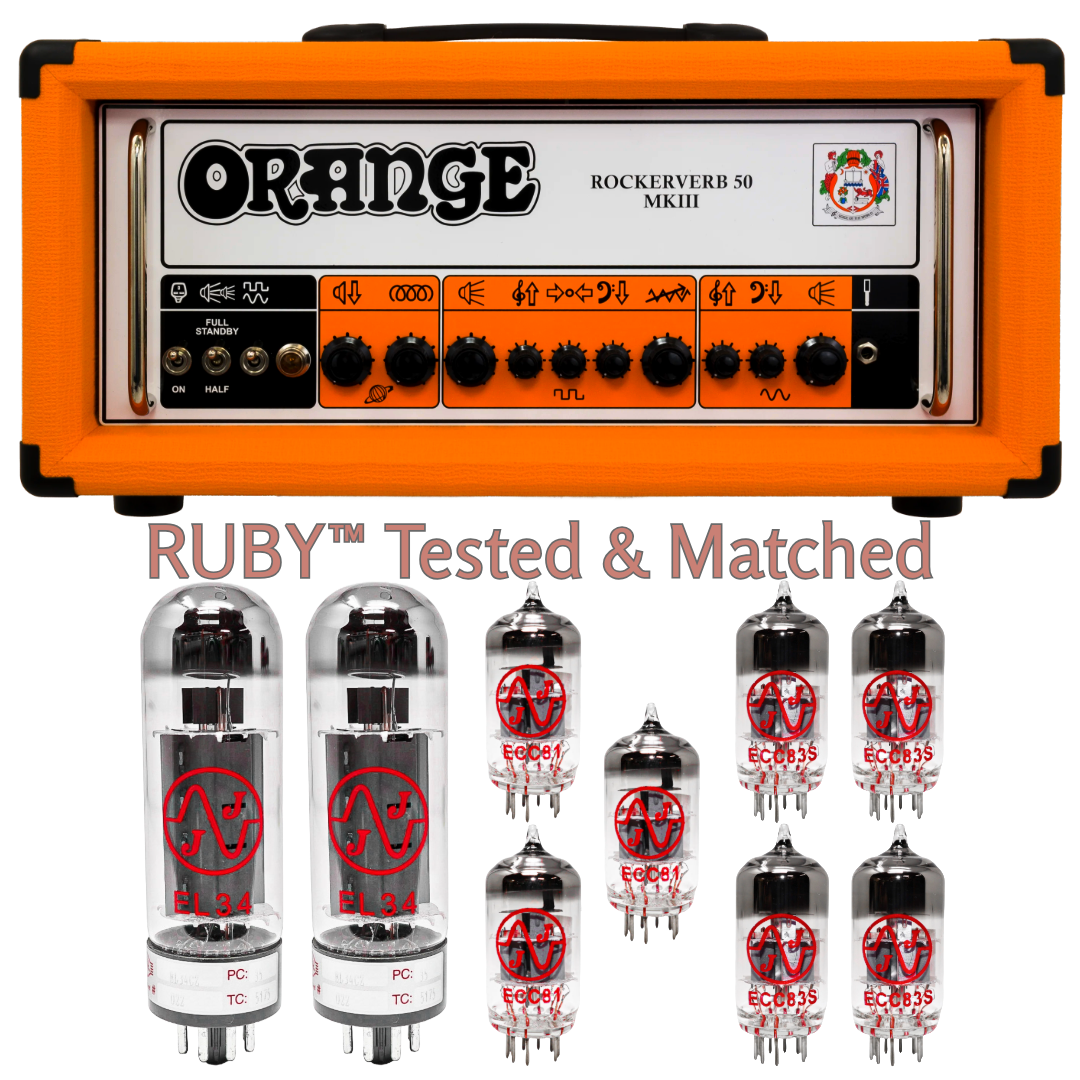 Orange Rockverb MKIII 50 Watt Vacuum Tube Kit, JJ Electronics, Ruby Tubes, Tested and Matched