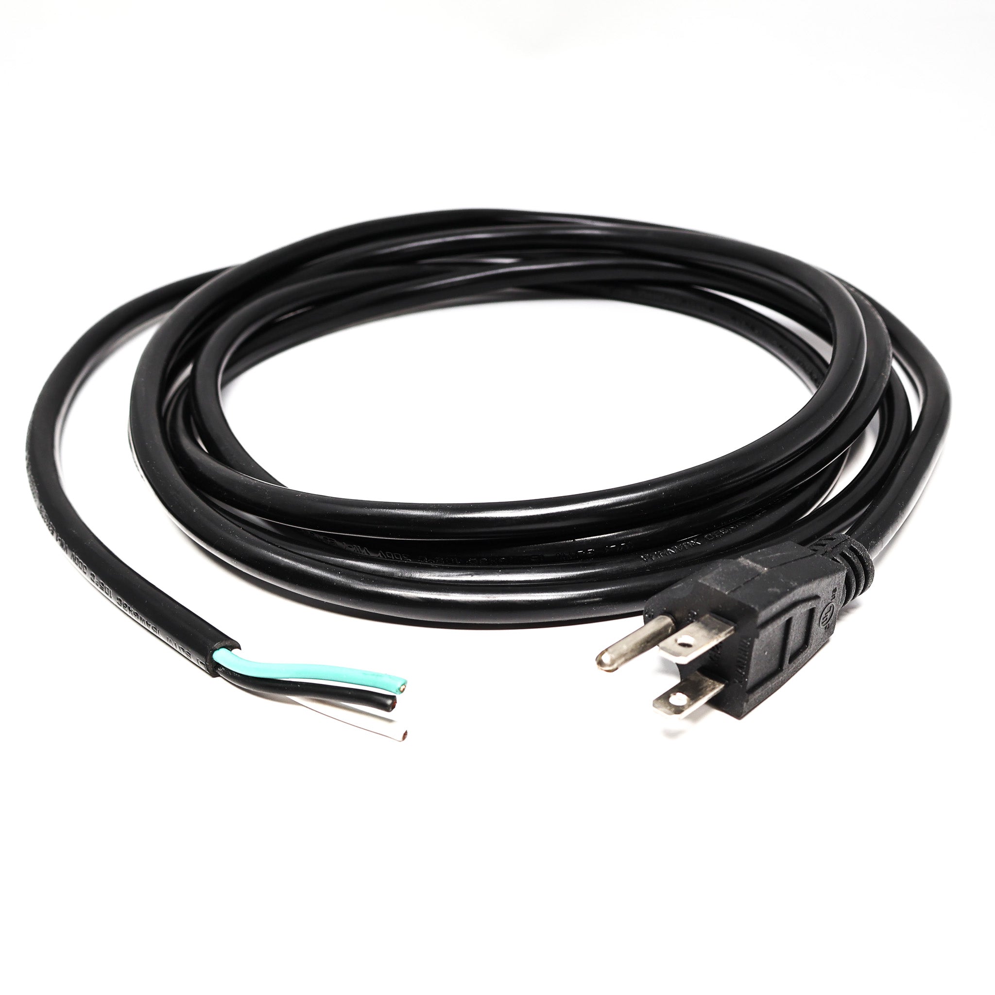 Power Cord 3 Prong To Bare End 16awg OD=.34" - 10ft