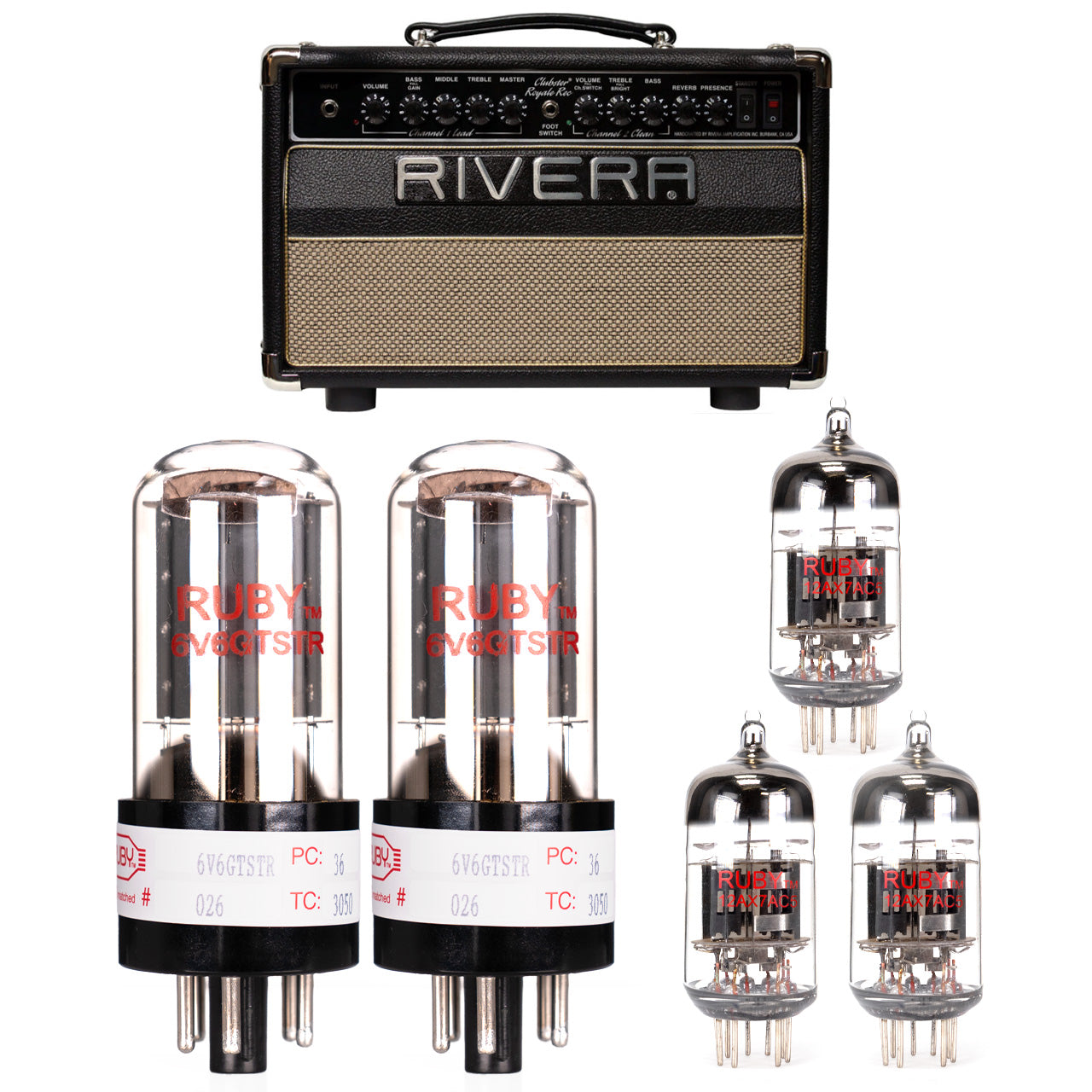 Rivera Clubster Royale Recording 25 Tube Kit with RUBY Tubes - High Quality Replacement Kit