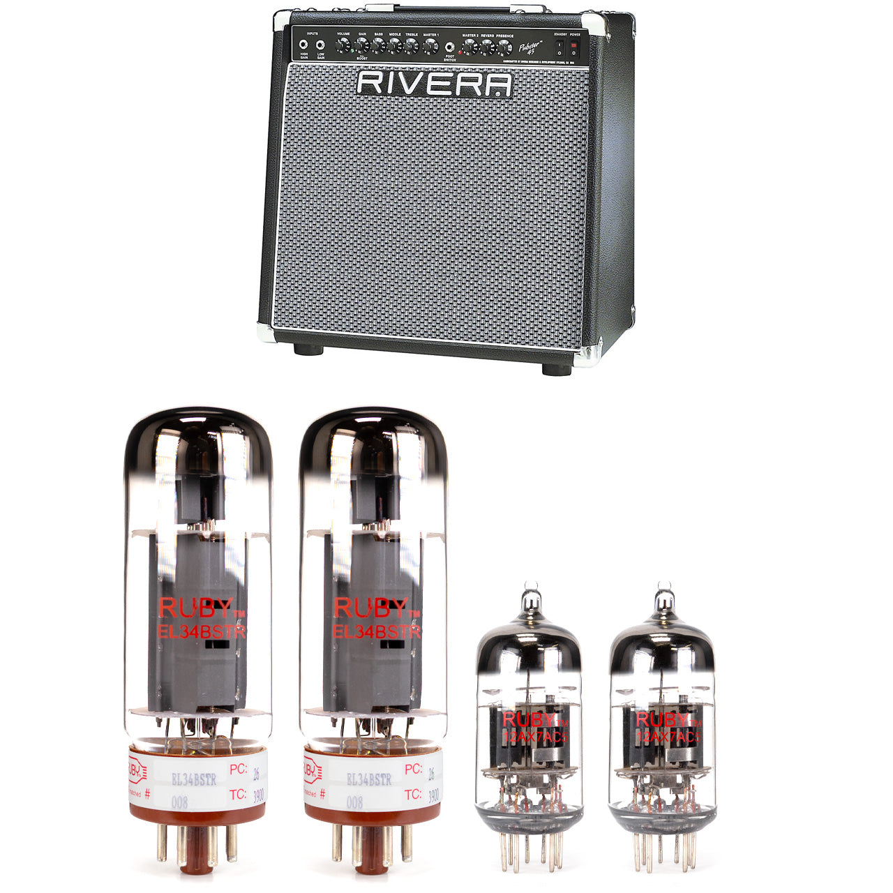 Rivera Clubster and Pubster 45 Tube Kit with RUBY Tubes - High Quality Replacement Kit