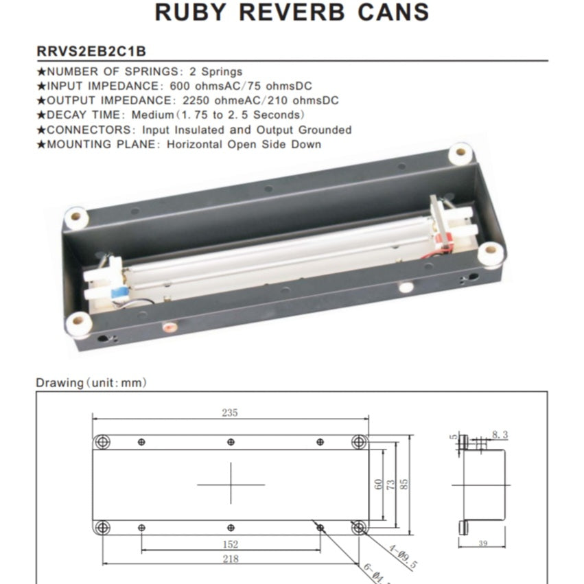Ruby Reverb Tank RRVS2EB2C1B PRS, SUPRO, EVH