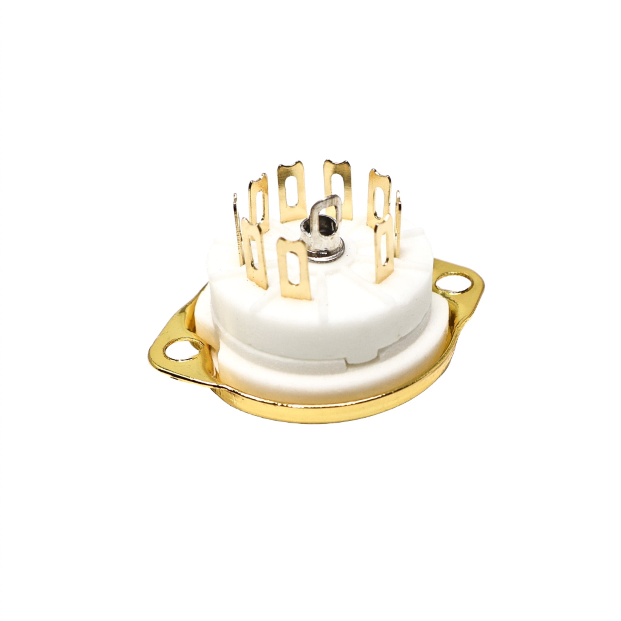 Gold 9 Pin Chassis Mount Ceramic Socket W/ Bracket - TUS9C2G
