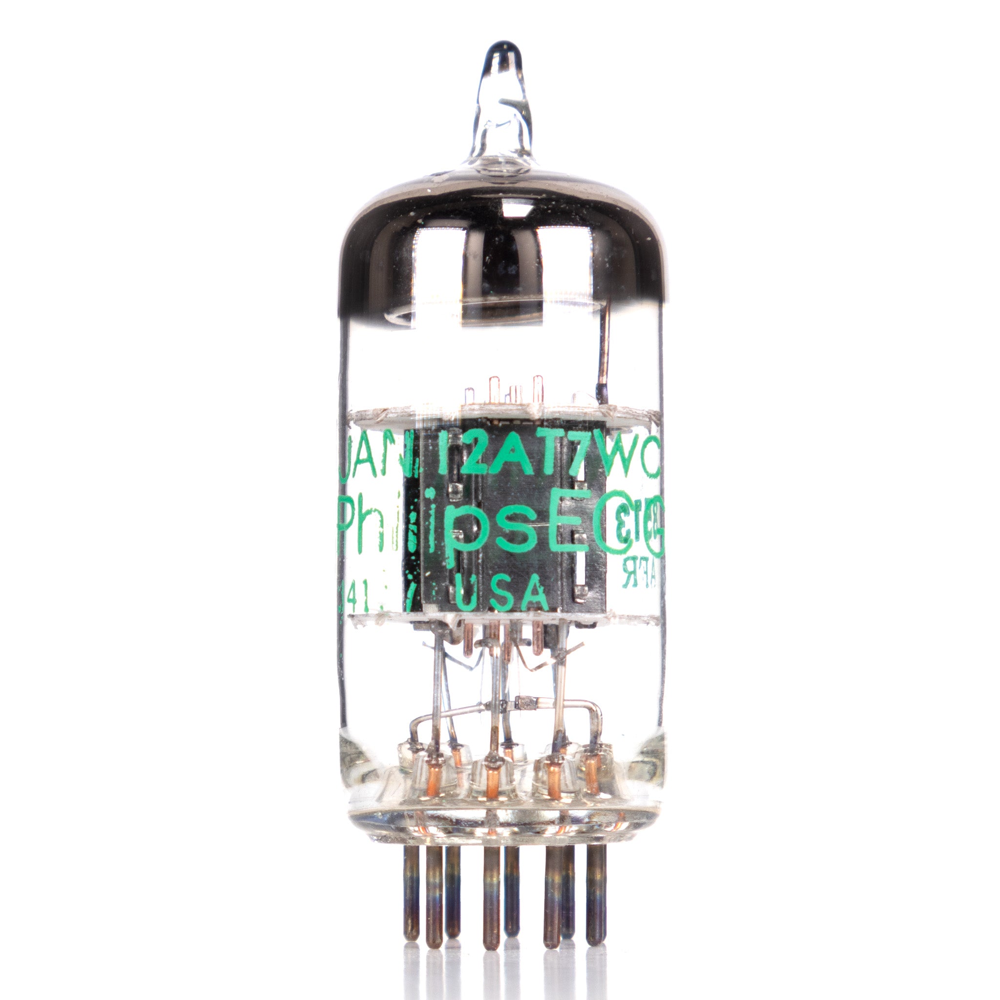 Jan Philips 12AT7WC Green text Black Plate Preamp Vacuum tube