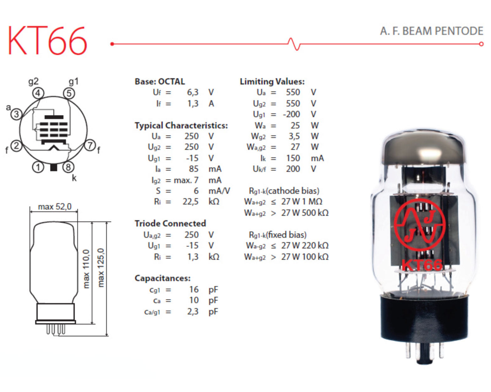 JJ KT66CZ Power Vacuum Tube