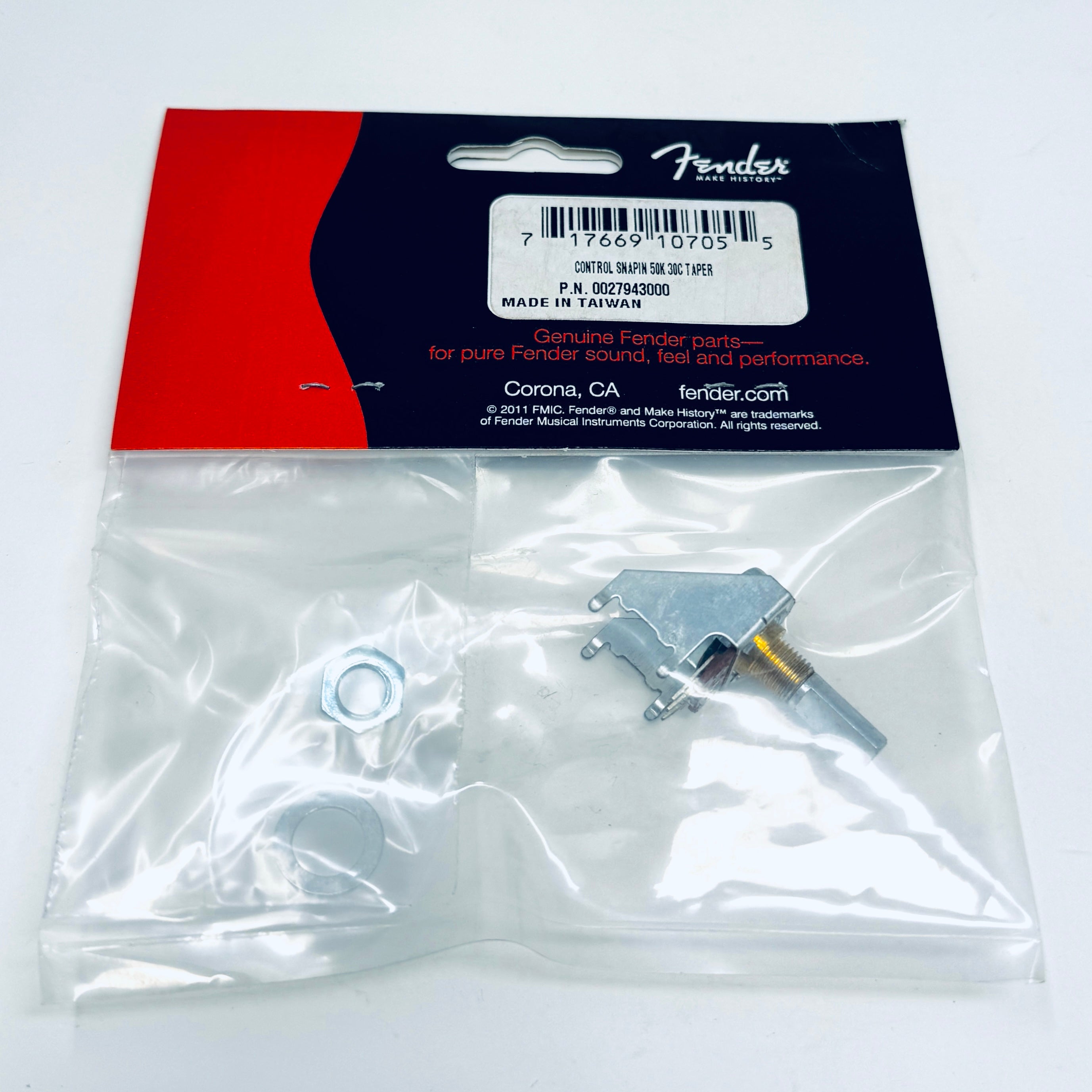 Authentic Fender Control Snapin 50k 30c Taper Potentiometer, authentic fender replacment parts, ruby parts