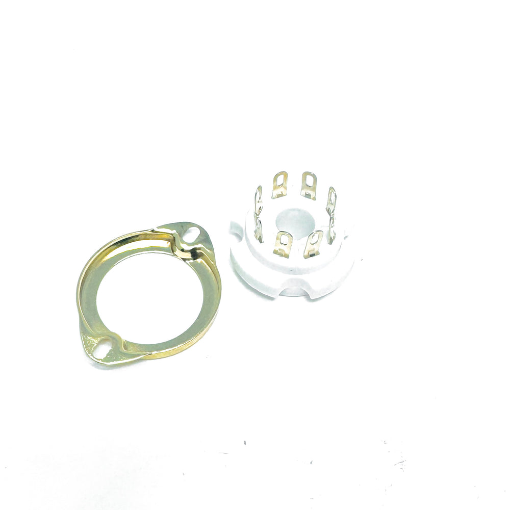 Ceramic 8 Pin Chassis Mount Socket Gold Pin - TUS8C1G | Vacu