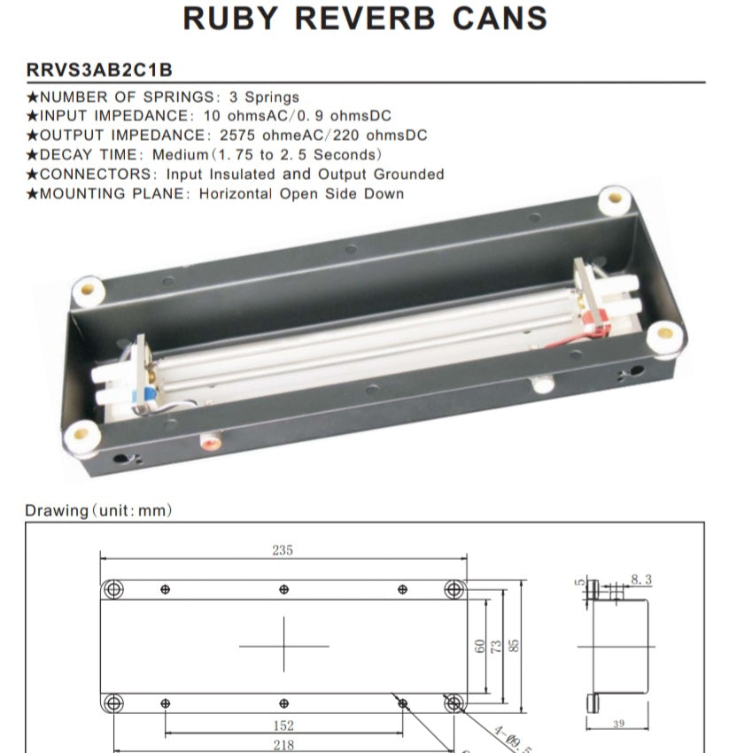 Amplifier Reverb Tank Ruby Reverb Tank RRVS3EB2C1B, FOR VOX AMPS