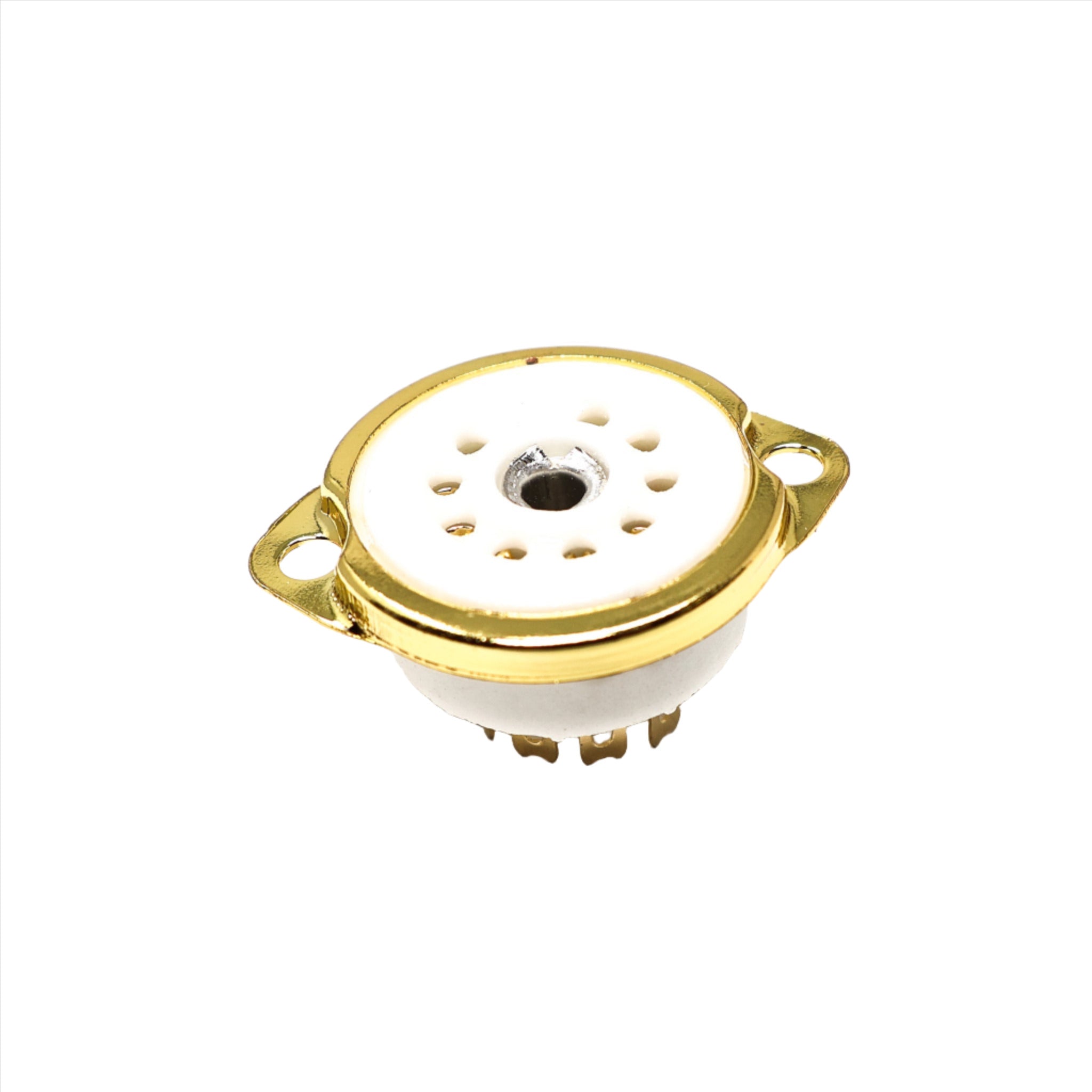 Gold 9 Pin Chassis Mount Ceramic Socket W/ Bracket - TUS9C2G